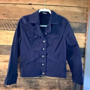 Express Military Style Utility Blazer Jacket Navy Blue Size L